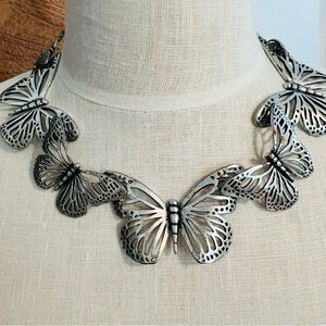Fossil Silver Vintage Butterfly Charm Necklace